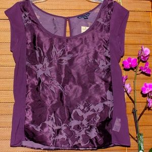 AEO Silky Chiffon Short Sleeve Blouse Top Shirt